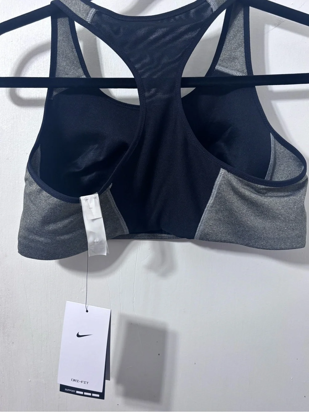 Nike Gray Racerback Sports Bra with White Swoosh